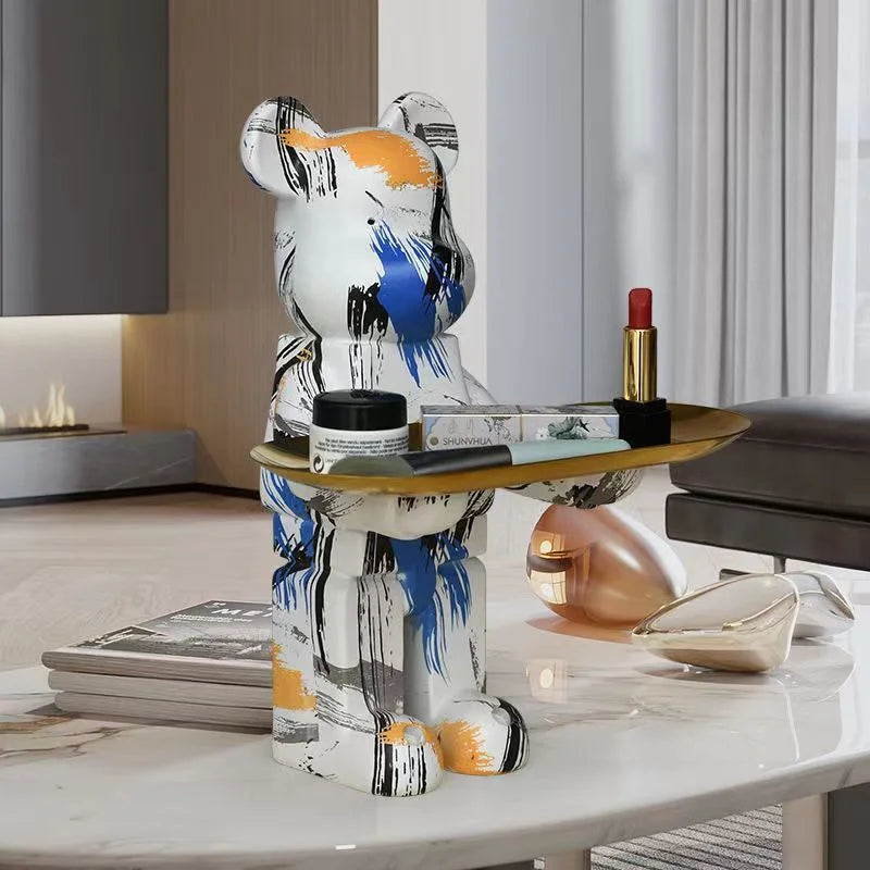 DecorBites™ Bear Figurine Sculpture Modern Room Decor Table Statue Keys Storage Shelf