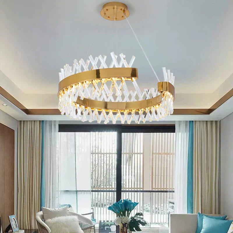 DecorBites™ Contemporary LED Crystal Chandelier for Hotel, Wedding, and Living Room