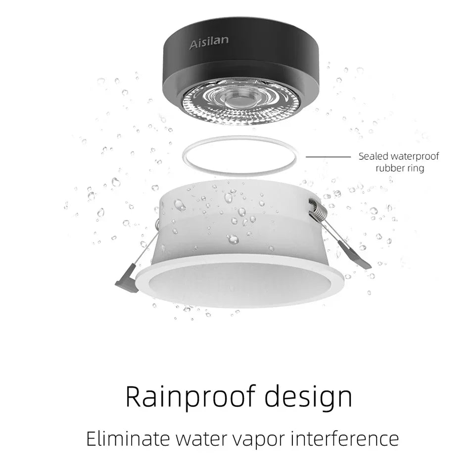 DecorBites™ 7W LED Downlight: IP65 Waterproof, Ultra-thin Design, 30° Beam Angle