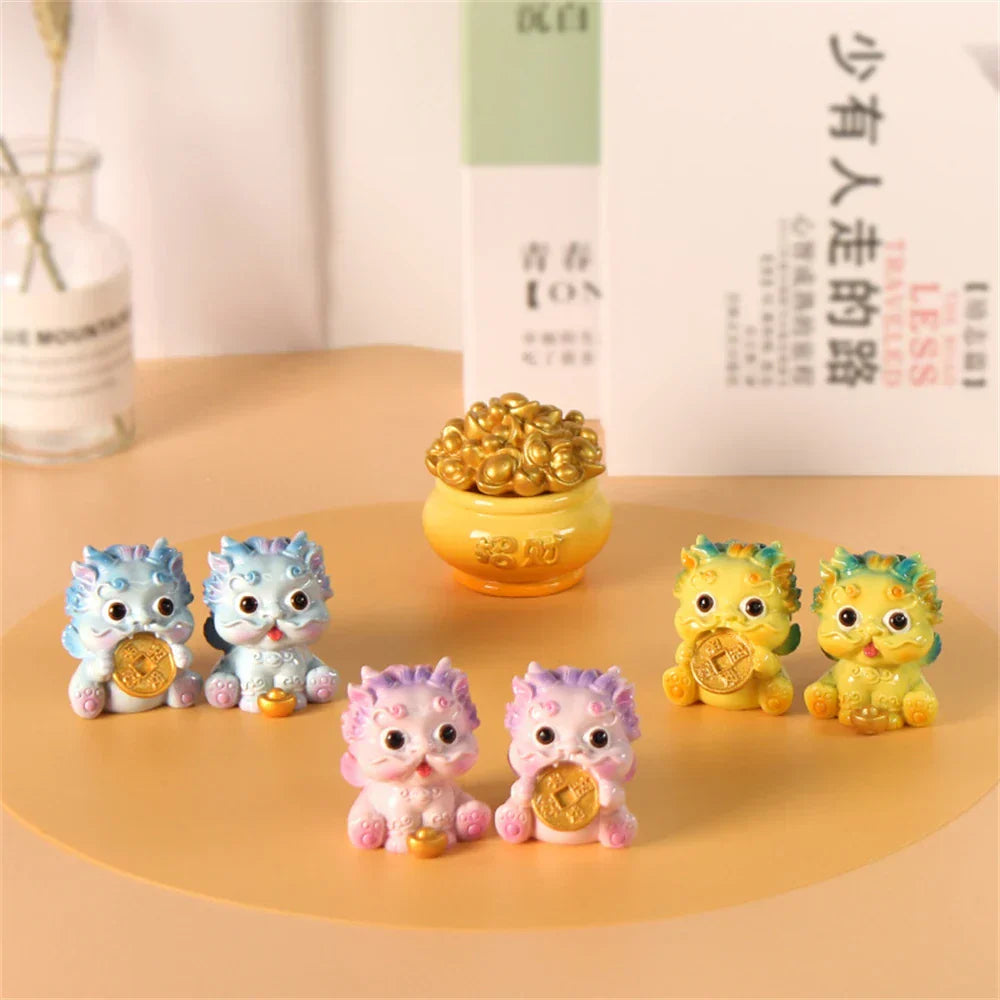 DecorBites™ Chinese Mythology Lion Figurines for Luck, Wealth, and Protection