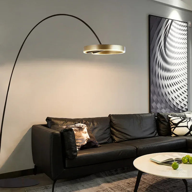 DecorBites™ Grote Dimbare Gouden Koperen Zwarte LED Vloerlamp voor Woonkamer en Hotel