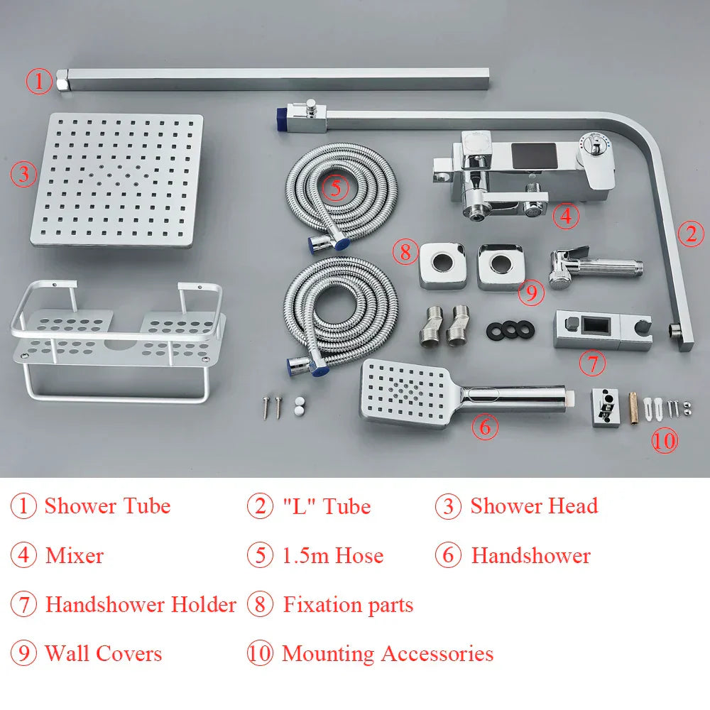 DecorBites™ Digital Display Shower Faucet Set with Rain Shower Head