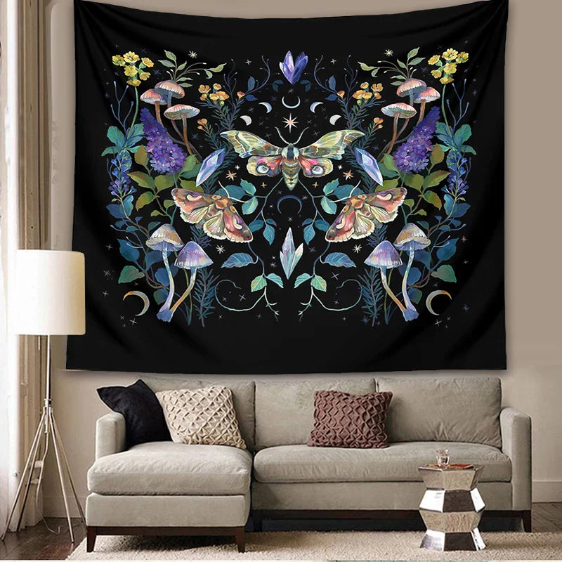 DecorBites™ Celestial Botanical Tapestry Wall Hanging - Starry Sky Dorm Decor