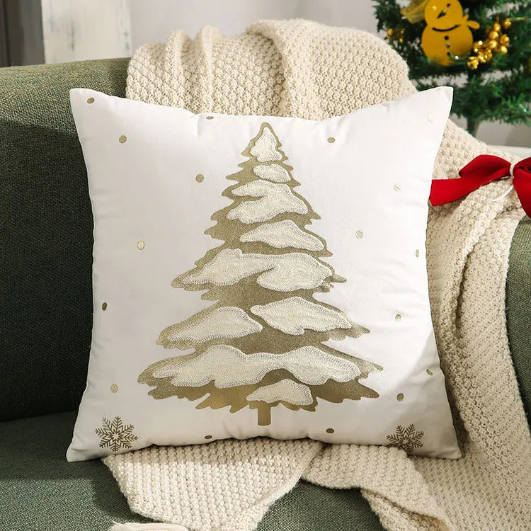 DecorBites™ Christmas Cartoon Embroidered Pillow Cover Set for Festive Home Decor