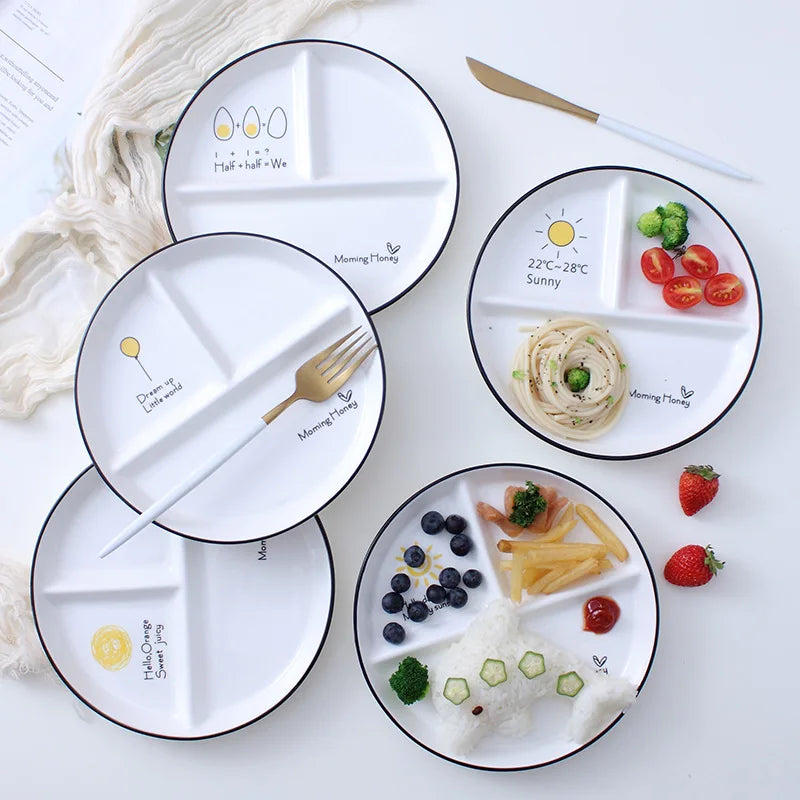 DecorBites™ 8" Round Grid Plate - Perfect for Solo Dining or Family Breakfast