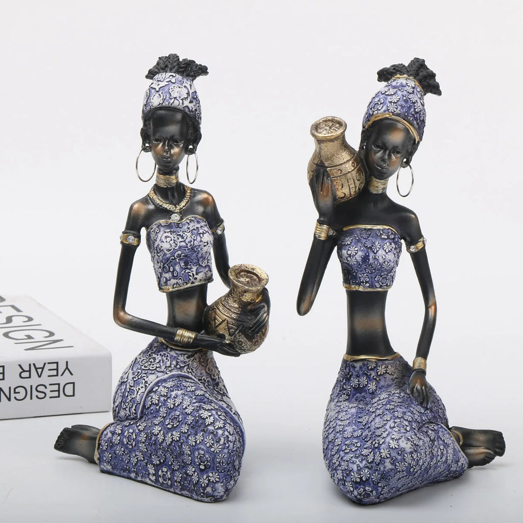 DecorBites™ African Woman Sculpture: Realistic Home Decor Figurine