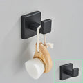 DecorBites™ Black Bathroom Hardware Set: Robe Hook, Towel Rail, Shelf, Tissue Holder