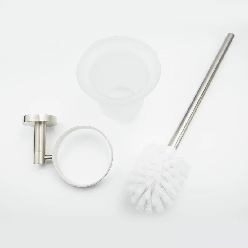 DecorBites™ Brushed Nickel Stainless Steel Bathroom Hardware Set Towel Bar Ring Holder Robe Hook