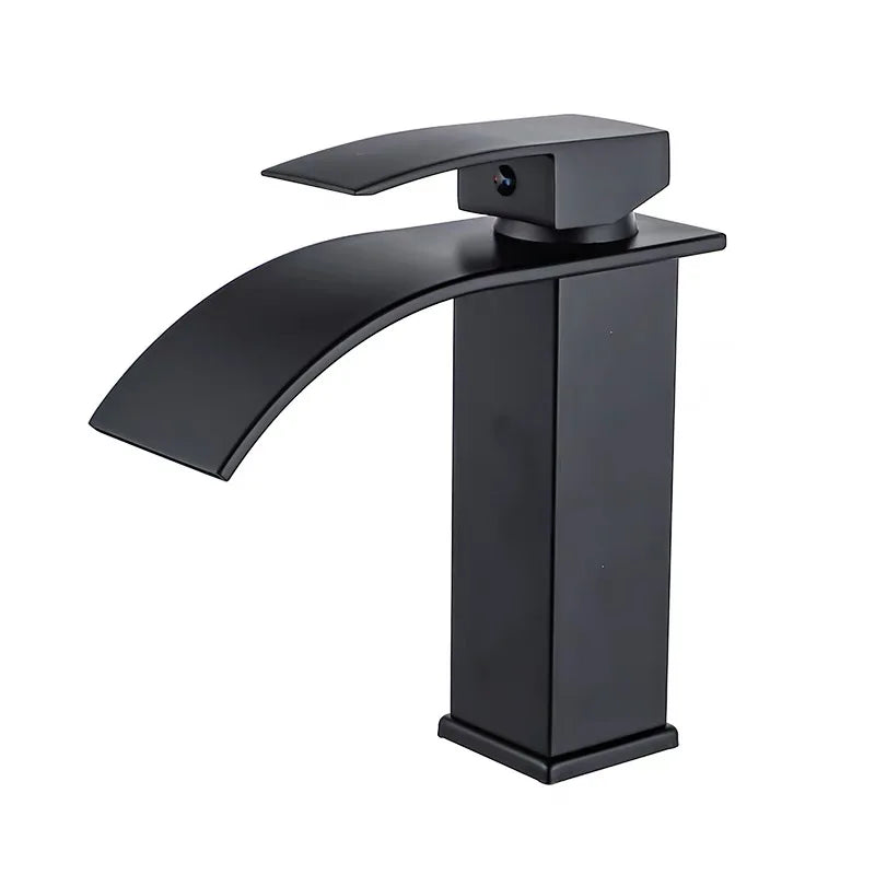 DecorBites™ Gold Waterfall Basin Faucet - Brass Mixer Tap for Bathroom Sink, Hot and Cold