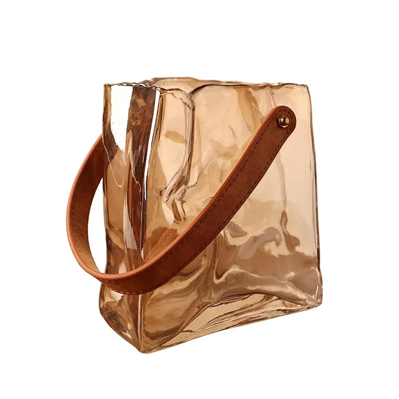 DecorBites™ Bag Shape Glass Vase Handbag Hydroponics Terrarium Home Decoration