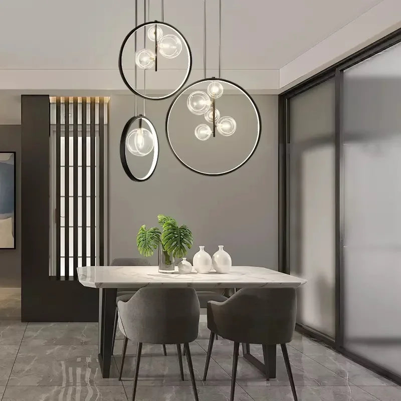 DecorBites™ Ball Bubble LED Chandelier: Modern Round Ring Pendant Light for Dining Room & Bar