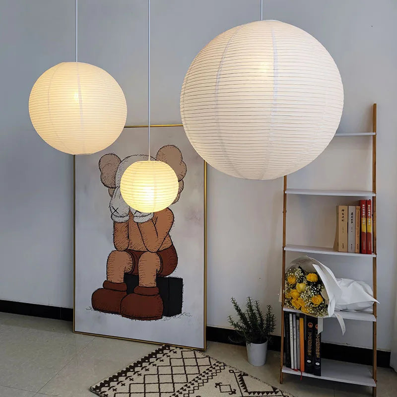 DecorBites™ Akari Rice Paper Pendant Lights - Handwoven LED Hanging Lamp for Home Décor