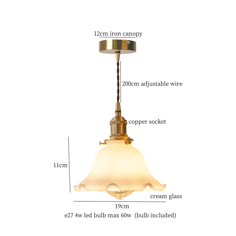 DecorBites™ Cream Glass Copper LED Pendant Lamp for Kitchen Bedroom Living Room