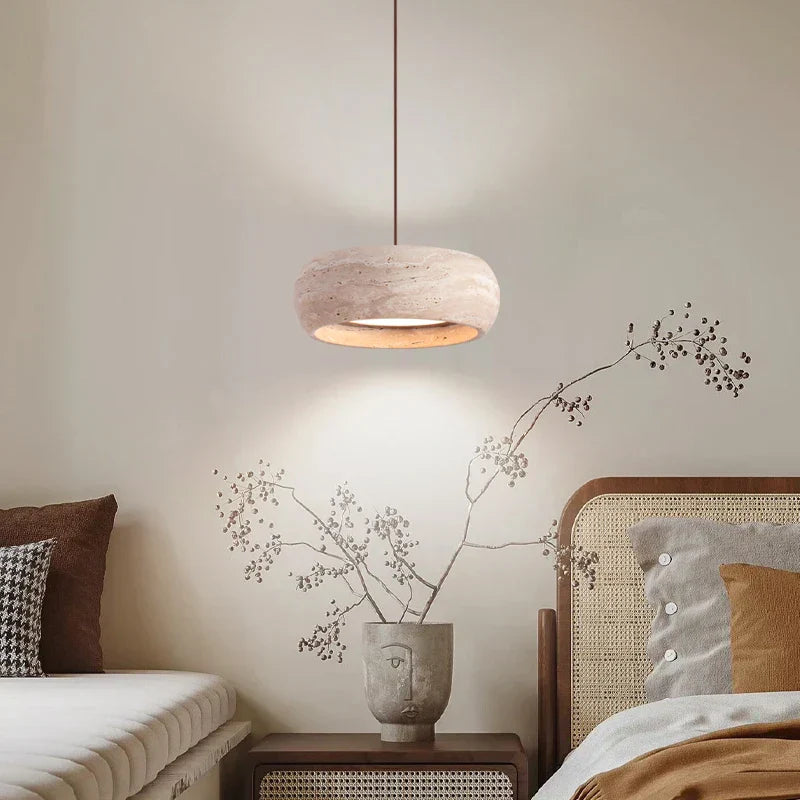 DecorBites™ LED Pendant Lamp Yellow Travertine Adjustable Wabi Sabi Light