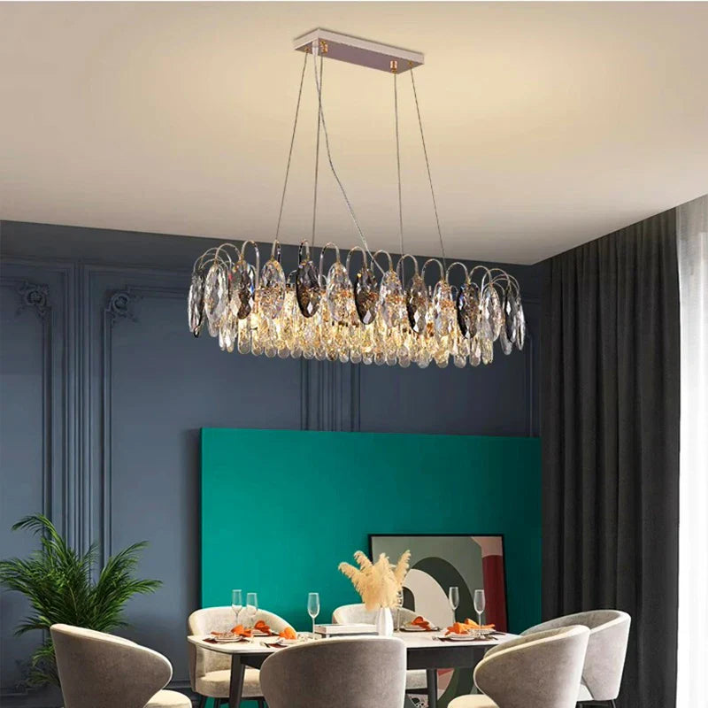 DecorBites™ Crystal Chandelier Pendant Light for Living Room Bedroom Ceiling - Indoor Luxury Lighting