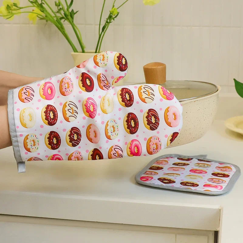 DecorBites™ Cotton Kitchen Baking Microwave Gloves for Heat Resistant Baking Oven Safety
