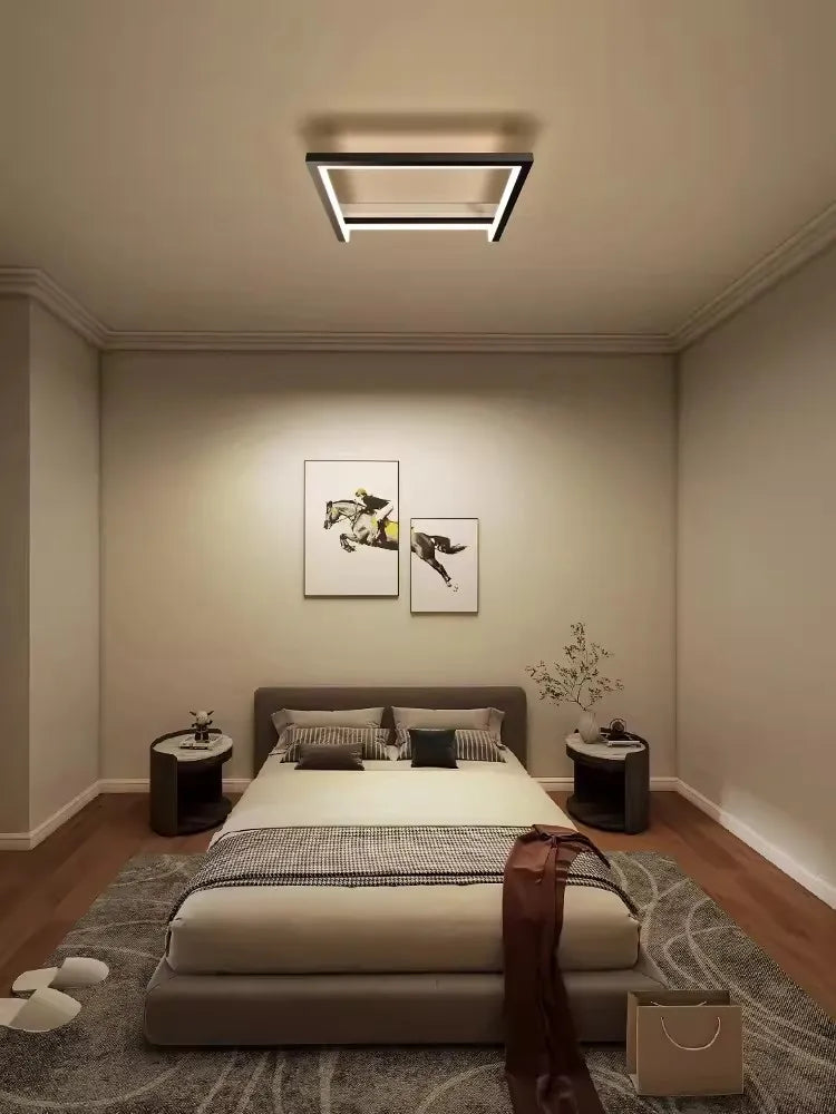 DecorBites™ Black Square LED Smart Chandelier for Minimalistic Home Decor