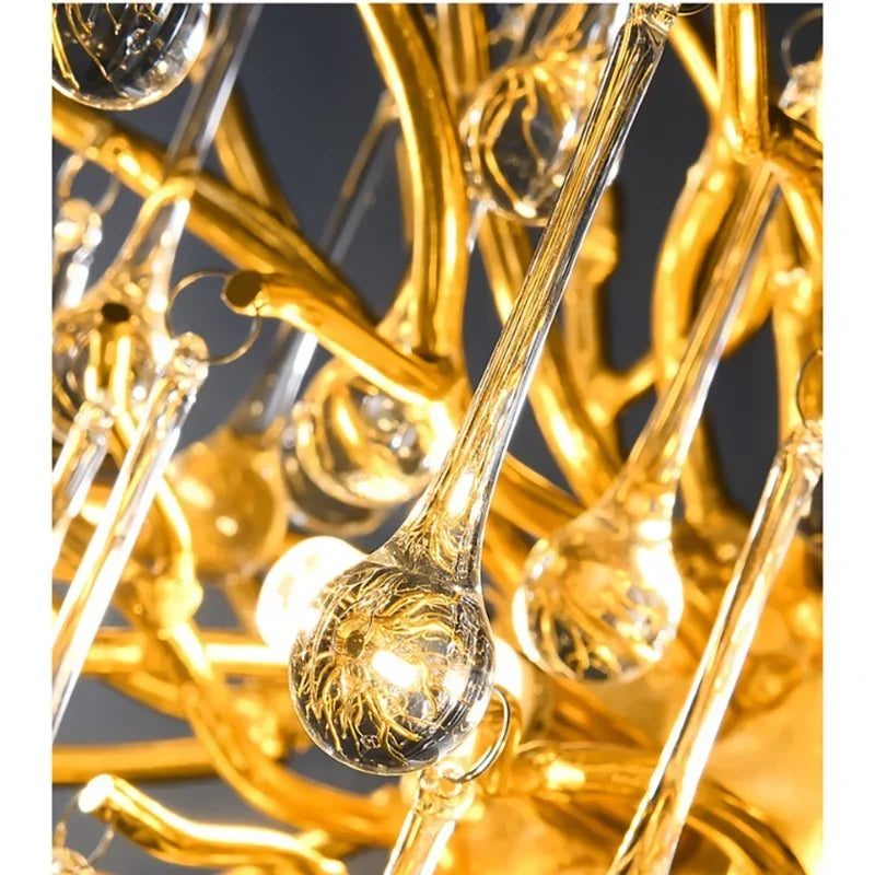 DecorBites™ Gold Chandelier Glass Pendant Lamp for Home Decor - Modern Luxury Lighting