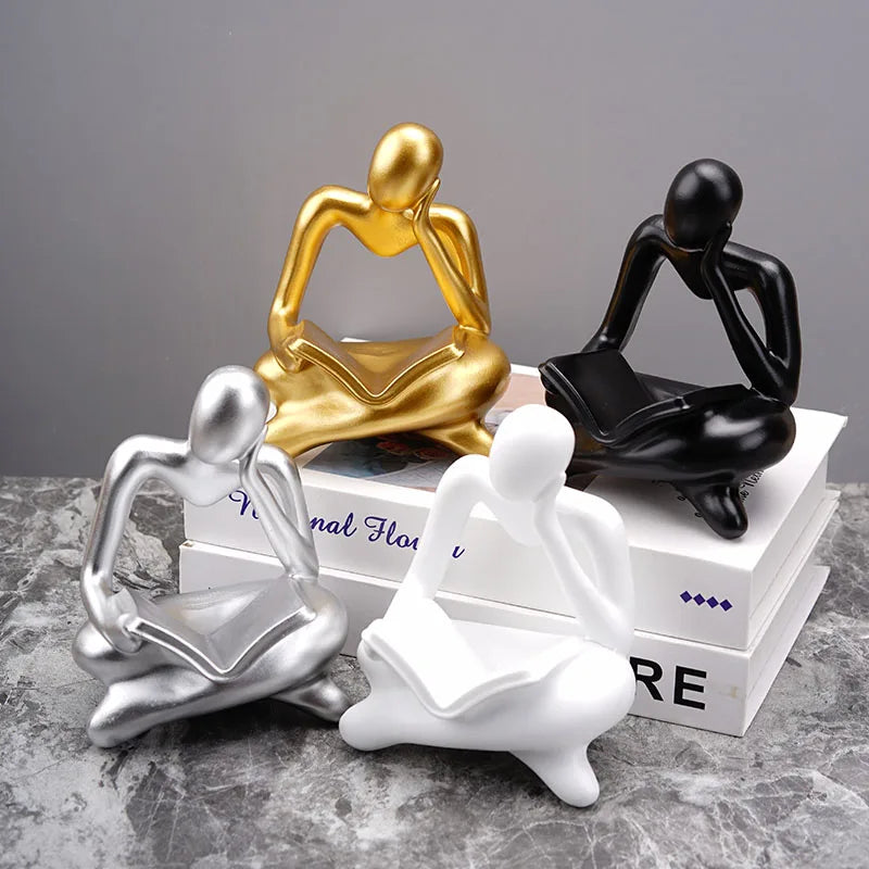 DecorBites™ Abstract Thinker Resin Figurine for Home Office Decor