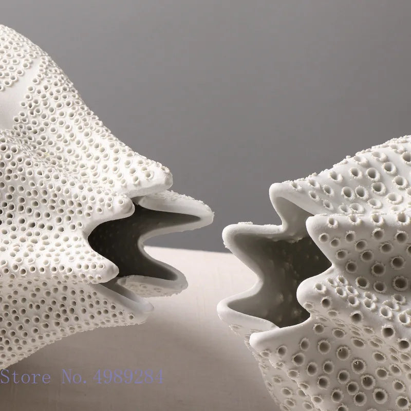 DecorBites™ Dot Pattern Ceramic Vase: Handmade Abstract Geometric Home Decoration