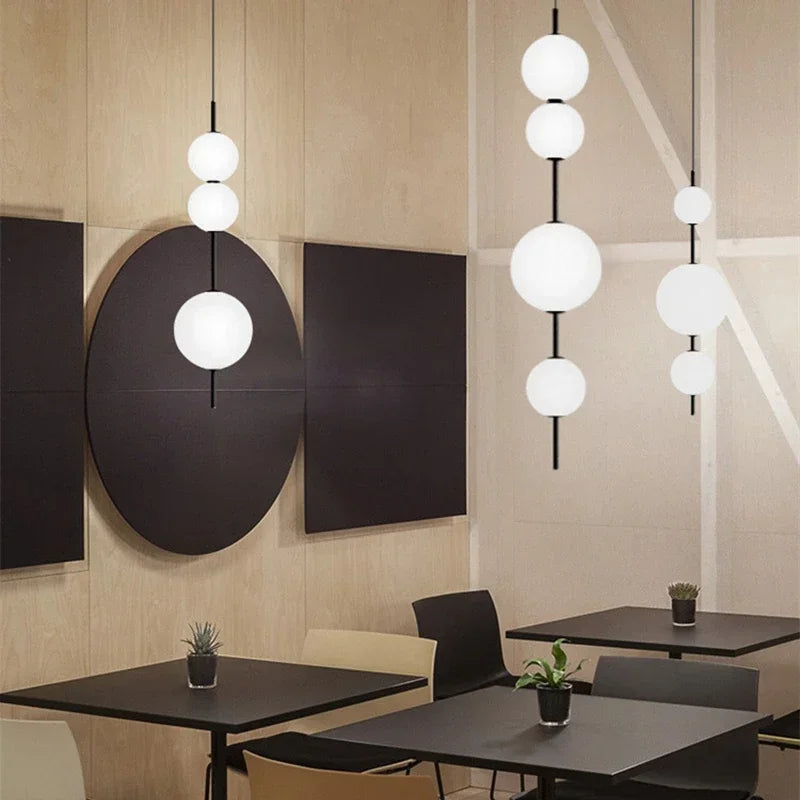 DecorBites™ LED Glass Beads Pendant Chandelier, Round Ball Hanging Light Fixture