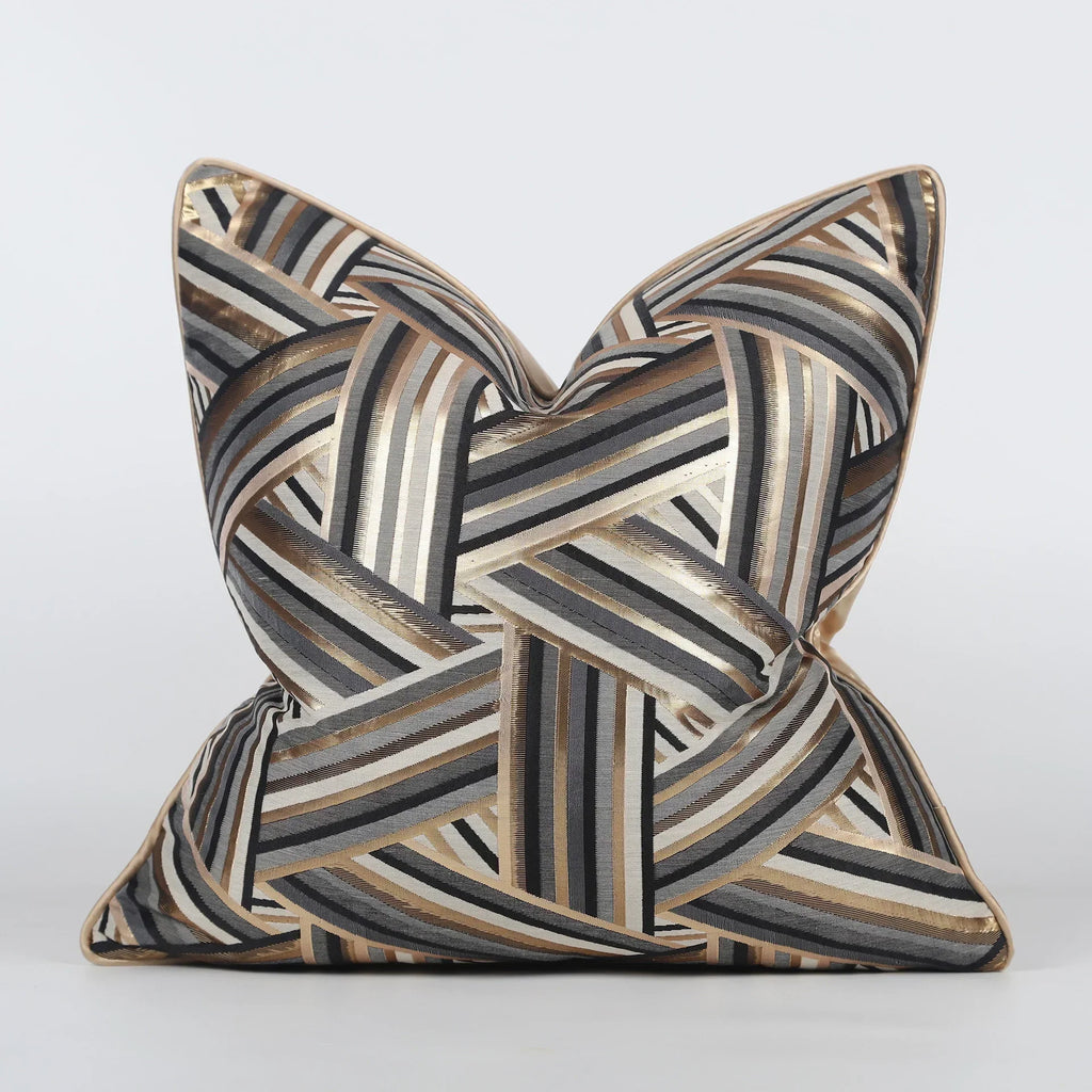 DecorBites™ Jacquard High-end Cushion Cover 45x45cm Black Gold Decorative Pillowcase
