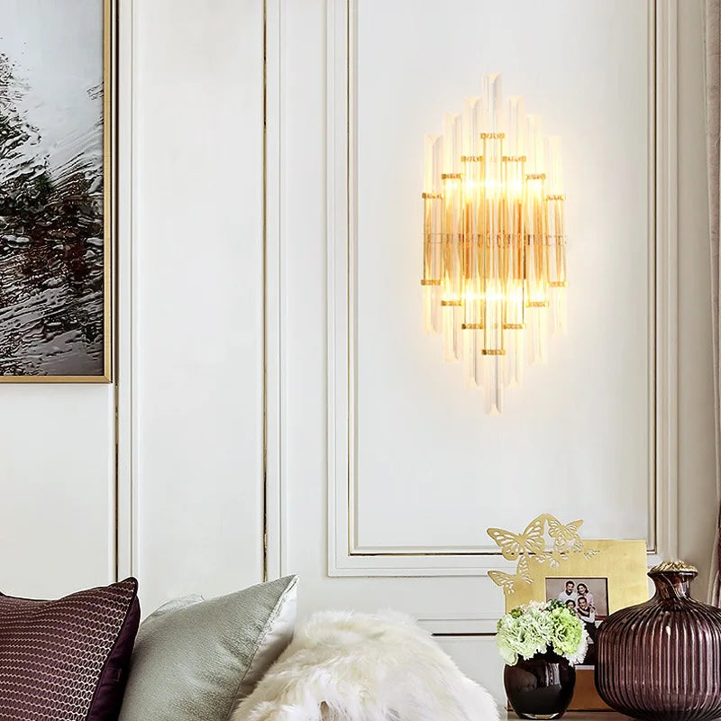DecorBites™ Gold Crystal LED Wall Lights for Bedroom Decoration