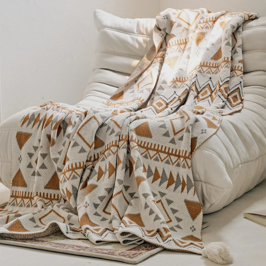 DecorBites™ Boho Geometric Pattern Summer Blanket
