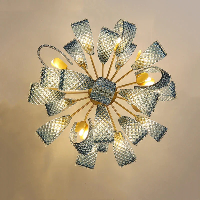 DecorBites™ Blue Glass LED Pendant Lamps: Modern Chandelier Lighting for Hallway, Bedroom, Living Room