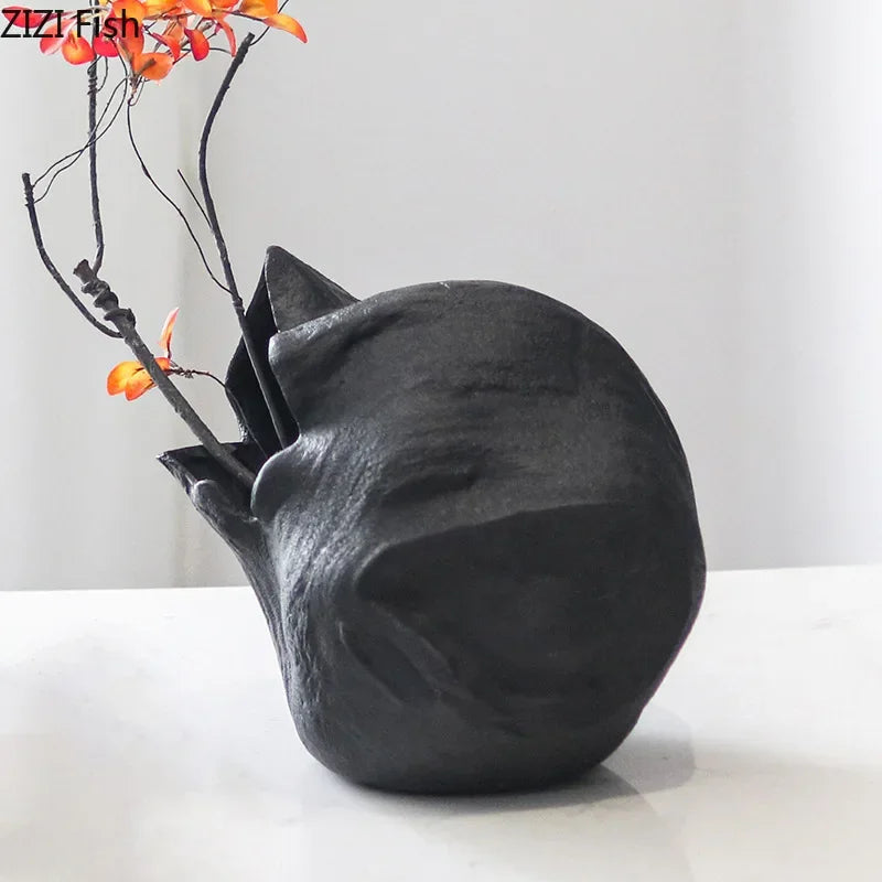 DecorBites™ Black Vase Abstract Artwork Flowers Pots Desk Decoration Aesthetic Décor