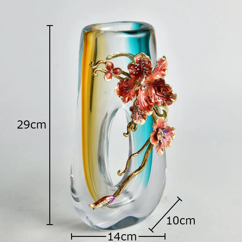 DecorBites™ Blue Gradient Glass Vase Desk Decoration Floral Relief Room Decor