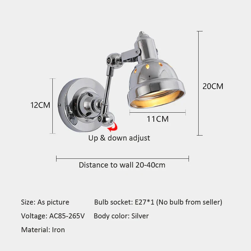 DecorBites™ Adjustable Folding Industrial Wall Light for Cafe Restaurant Bar Hotel