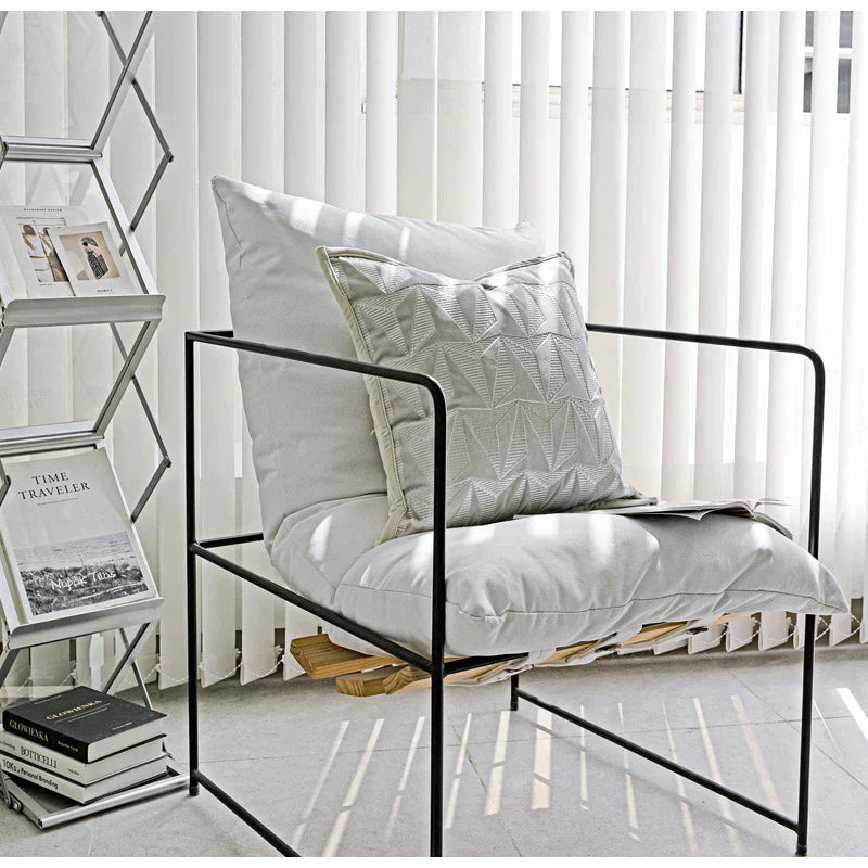 DecorBites™ Conical Geometric Embroidery Cut Velvet Pillow Cover Silver Luxe Square Cushion