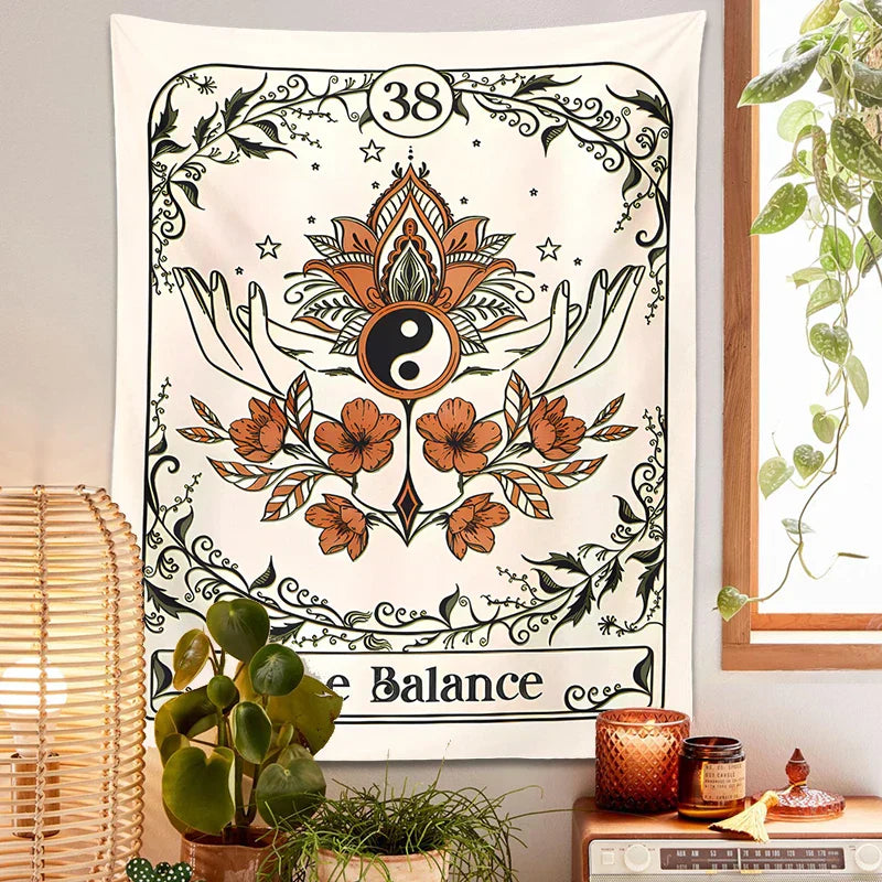 DecorBites™ Balance Tarot Tapestry Wall Hanging - Mystical Bohemian Sun Moon Decor