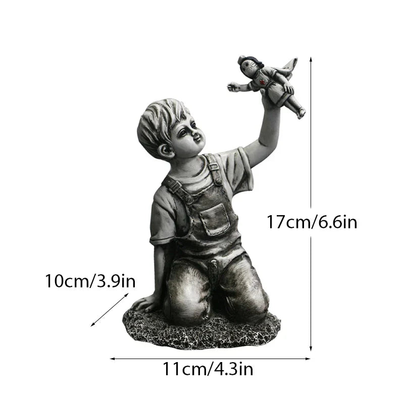 DecorBites™ Banksy Sculpture Boy NHS Super Nurse Angel Figurines for Home Decor
