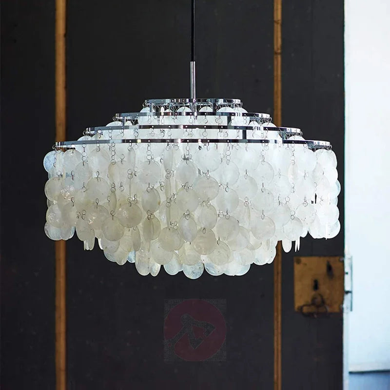 DecorBites™ Gold Chrome Metal Shell Chandelier for Restaurant Living Room Hotel Hall