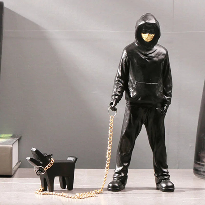 DecorBites™ Dog Sculpture Banksy Statue Modern Pop Art Decor Living Room Office Shelf