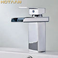 DecorBites™ Black Plated Brass Waterfall Bathroom Basin Faucet Mixer Square Vanity Sink