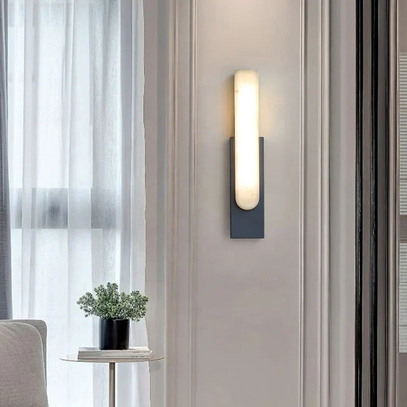 DecorBites™ Grey Marble LED Wall Sconce: Nordic Style Metal Bedside Lamp