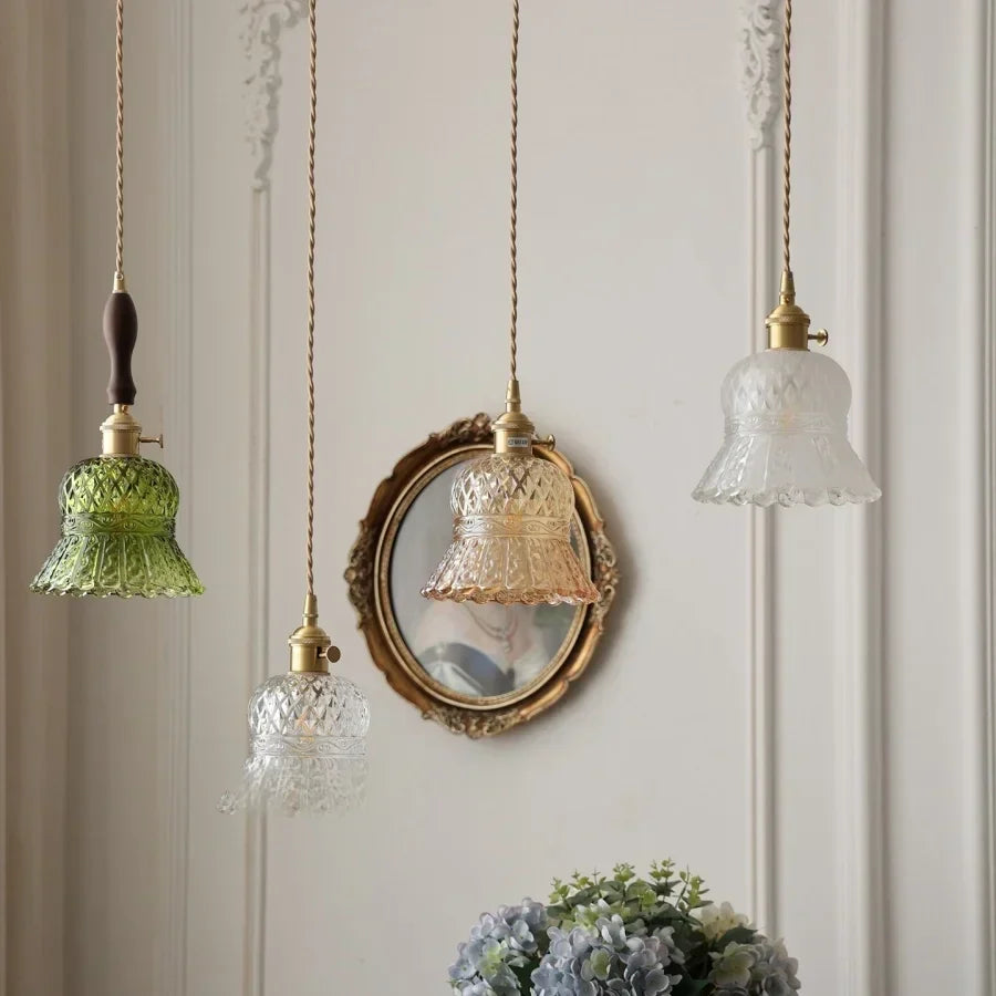 DecorBites™ Amber Glass LED Pendant Light Modern Nordic Hanging Lamp