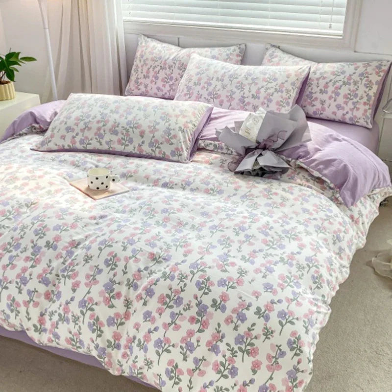 DecorBites™ Double Layer Yarn Cozy Bed Sheet Set - High-Quality Washed Cotton Printed Bedding