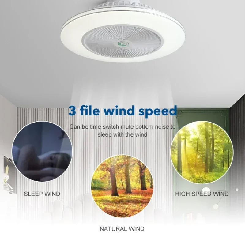 DecorBites™ Invisible Blade LED Ceiling Fan Light, Modern Decor for Living Room & Bedroom.