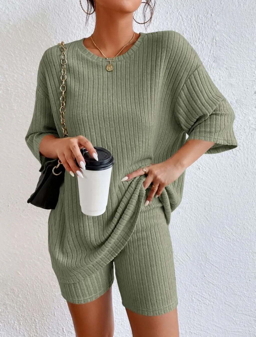 Spring Summer Short Sleeve T Shirt Short Pants Two Piece Set Women Casual Loose O Neck Top High Waist Tracksuit Female Outfits