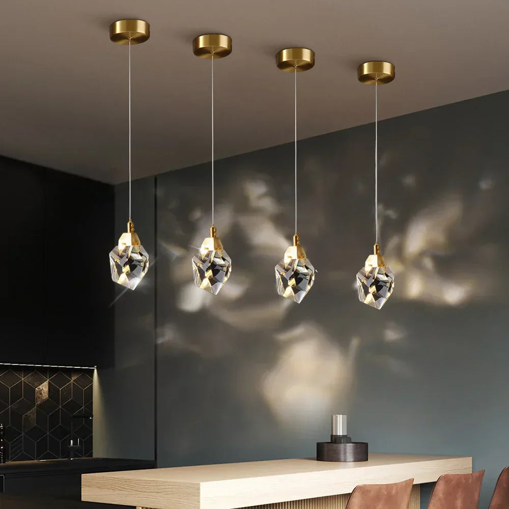 DecorBites™ Crystal Chandelier Staircase Pendant Lamp LED Lighting Fixture for Living Room