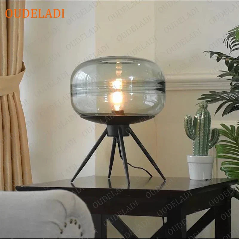 DecorBites™ Glass Table Lamp: Modern Art Shelf Desk Lamp for Bedroom Decor