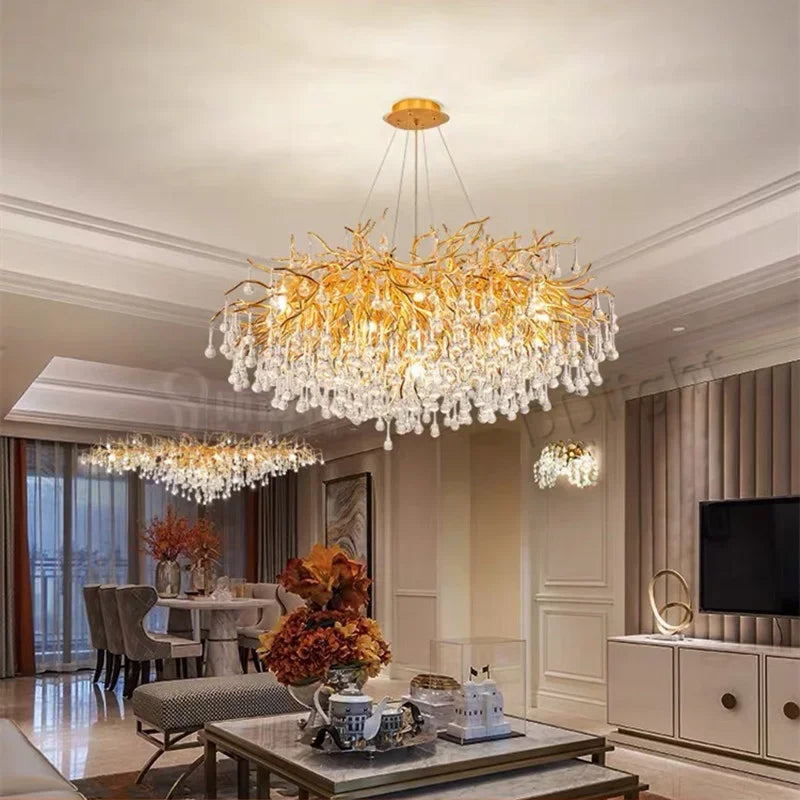 DecorBites™ Crystal Dendritic Chandelier: Modern Luxe for Living Room, Dining Room, Bedroom, Hotel Lobby