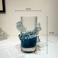 DecorBites™ Blue Gradient Wavy Glass Vase for Floral Arrangements and Room Decor