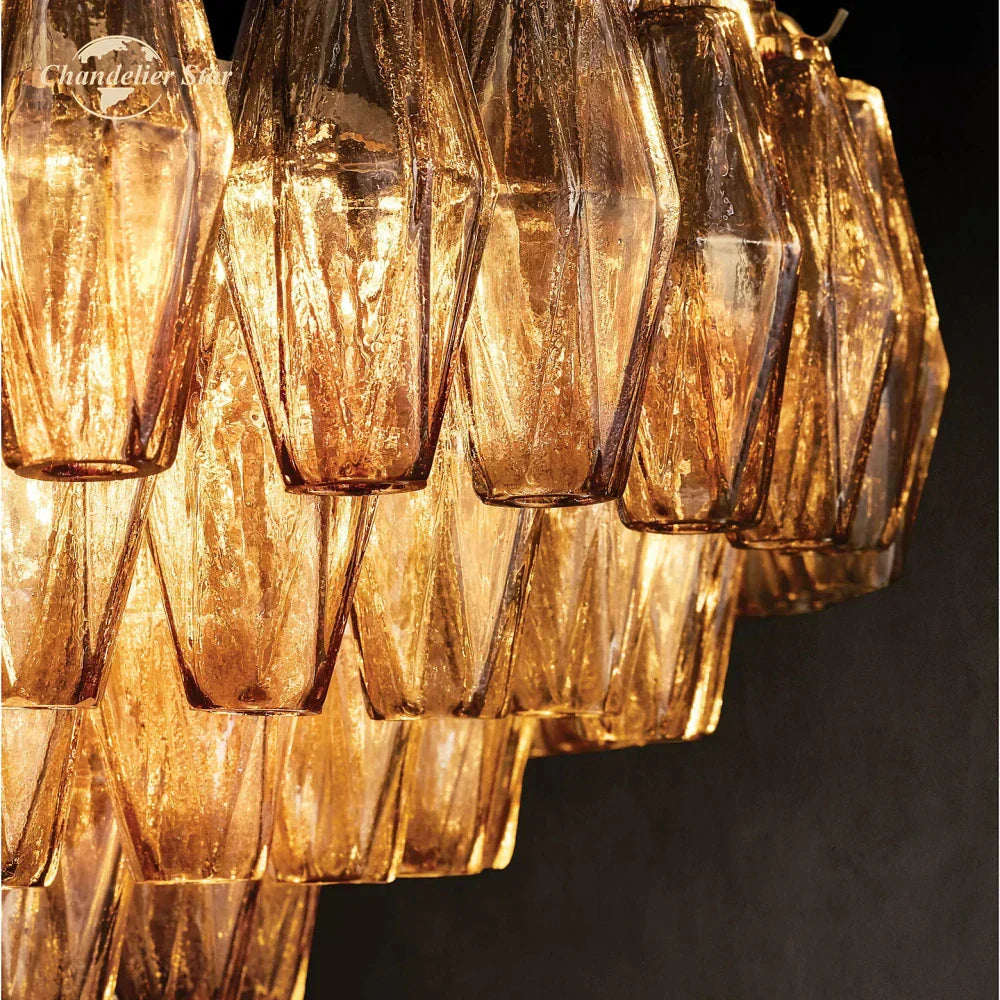 DecorBites™ Chiara Glass LED Square Chandelier for Living Dining Room Lighting