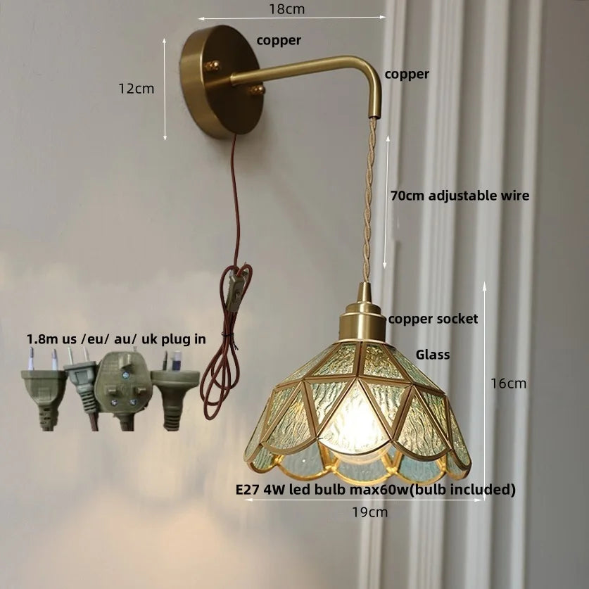 DecorBites™ Amber Glass LED Wall Light for Bedroom & Staircase - Modern Nordic Plug-In Fixture