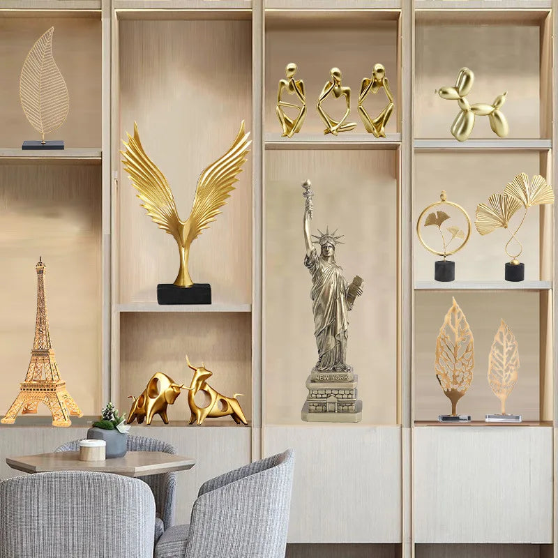 Abstract Gold Resin Statue Handicraft for Living Room, Office Desk Decor - DecorBites™